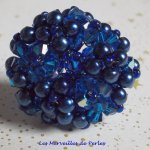 Anello Night Blue con sfaccettature di cristallo Swarovski e filatori